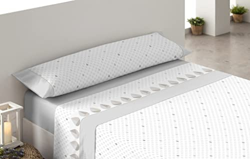 Donegal Collections - Juego de Sabanas Estampadas 3 Piezas Cama 105cm Óvalo Gris, Primavera Verano, Algodón Poliéster, Bajera, Encimera y Funda de Almohada