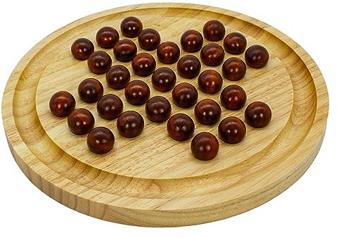 GICO Holz Solitär Spiel - Solitaire/Einzelgänger D23cm Brettspiel aus Holz in formschöner, Stabiler Ausführung. Gesellschaftsspiel Spiel für Jung und Alt -7961
