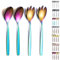 Evanda Cubiertos para servir ensalada Arco iris, Set de Servidor de Ensalada de Acero Inoxidable Titanizado Arco iris, Cuchara de Ensalada, Servidor de Ensalada, Tenedor de Ensalada, Pack de 4