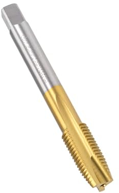 MACHSWON Gewindebohrer mit Spiralspitze, M10 x 1 mm, zum Bohren und Gewindeschneiden, H2, 3 Rillen, HSS, titanbeschichtet, Rundschaft mit quadratischem Ende, metrische Gewindebohrer, 1 Stück