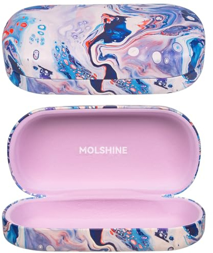 molshine Sonnenbrillen Etui aus Hartschalen Leder, klassisches großes Brillenetui für Damen und Herren, Sonnenbrillen (Ozean)