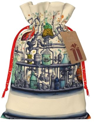 DURAGS Geschenktasche mit Chemie-Druck, mit Kordelzug, schicke Stoff-Geschenktüte für Weihnachten – ideal für jeden Anlass