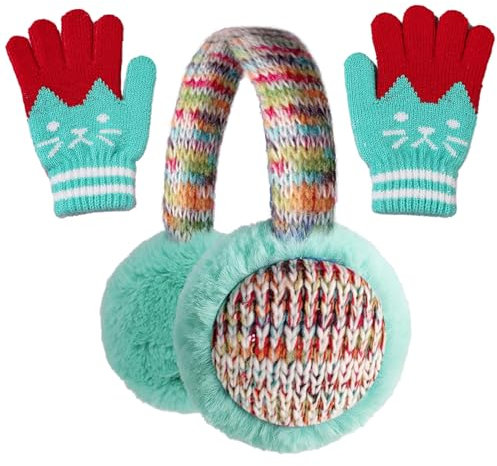 DKDDSSS Kids Rainbow Earmuffs, Warm Plush Winter Ear Warmer for Girls and Boys