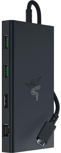 Razer Station d'accueil USB-C - 11 Ports avec HDMI, Gigabit Ethernet, Port Audio 3,5 mm, USB-A et -C, Compatible avec Windows et Mac (Sortie d'écran avec 4K, Son Surround 7.1) Noir