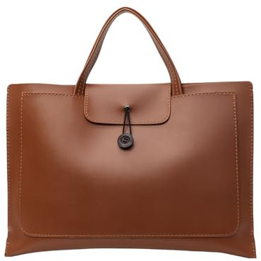 Quafie Tragetasche, Laptoptasche für Damen und Herren, wasserdicht, Leder, Computertasche, Business, Büro, Arbeitstasche, Aktentasche, Braun