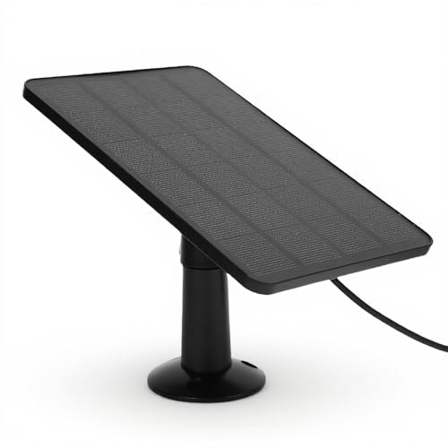ASHATA 10W Solar Panel Charger for Nest for Doorbell 2K Camera for Ring Video Doorbell 2 for Doorbell 3, IP66 Waterproof, 360 Degree Adjustable Stand, 9.8ft Cable (CSP4W-O-B)