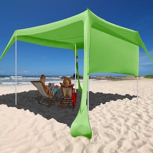 Tenda Da Spiaggia, Tenda Da Spiaggia Antivento,UV UPF50+ Ombrellone Portatile Con 4 Pali In Alluminio, 1 Borsa Per Il Trasporto, Perfetta Per La Spiaggia, Il Campeggio, La Pesca (7*7.5 FT,Green)