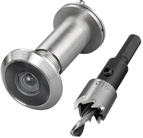 Breeshy Trou-Trous en Laiton à 220 Degrés pour Porte avec Foret de 16 Mm, Oeil-De-Boeuf de 0,63 Pouce avec Intimité, Facile à Utiliser, Finition de Qualité B.