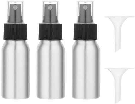 JJUNW Bottiglia Spray in Alluminio Piccola, 3 Pezzi 50ml Atomizzatore Profumo Per In Viaggio, Vuota Con 2 Imbuti Mini Bottiglia Spray Portatile Ricaricabile Da Viaggio Per Profumi Acqua