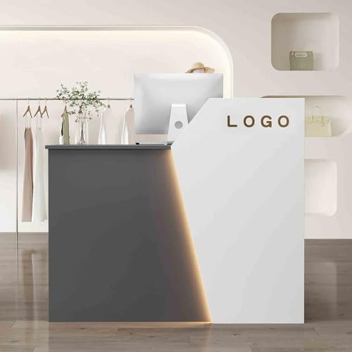 XLJKNLP Empfangstresen, Empfangstresen An Der Rezeption mit Led-leuchten und Abschließbarer Schublade, Kassentheke Für Den Einzelhandel mit Tastaturauflage, Für Zuhause, Büro, Lobby und Salon
