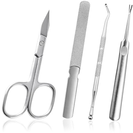 iLamvie Nagelschere,4-Teiliges Set Nagelhautschere,Nagelhautzange Aus Rostfreiem Edelstahl Mit Gebogener Spitze, Nagelschere Linkshänder, Für Fuß Und Fingernägel