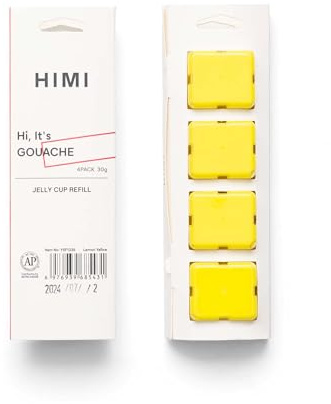 HIMI Gouache Paint Jelly Cup - Recambio de 4 unidades de 30 g, pintura de un solo color para artistas y pintores aficionados, diseño único en gelatina de pigmento rico (amarillo)