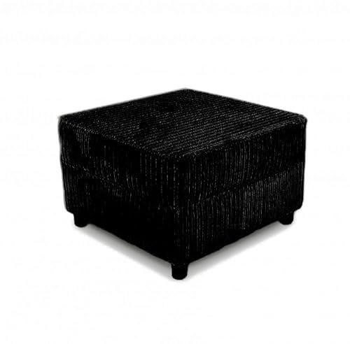 SOFASELECTIONUK LTD Stylish Jumbo Cord Foot stool – Perfect Living Room Furniture Accessory for Chairs, Couches & Swivel Armchairs | Luxurious Pouffe with Soft Durable Fabric (Black, Footstool)