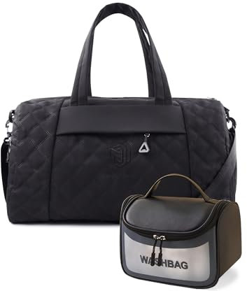 Remedare Reisetasche Damen Sporttasche Weekender Travel Bag Gepäck mit Kulturbeutel, Schuhtasche für Krankenhaus, Fitnessstudio und Flugzeugreisen, Schwarz