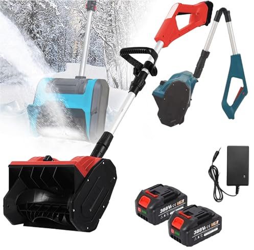 Spazzaneve Senza Fili, Pala per la rimozione della Neve alimentata a Batteria con Piastra direzionale e Maniglia Regolabile, Larghezza di Pulizia di 33 cm, spazzaneve Elettrico Spazzolato PE
