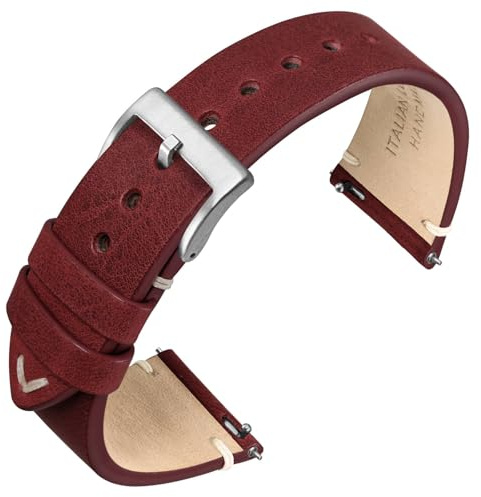 ANNEFIT Uhrenarmband 18mm 19mm 20mm 22mm 24mm für Herren Damen, Italienisches Vintage Lederarmband, Schnellverschluss Echtes Ersatzarmband