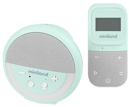 Miniland Digitalk Projector, Audio-Babyphon, Babyphone mit Lichtprojektor und weißem Rauschen, Temperatur- und Feuchtigkeitssensor, bidirektionales Audio, Reichweite 300 m
