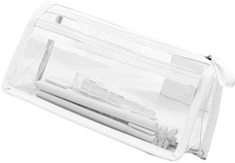 CEJAS 1 Pièce Modèles Trousse Transparente, Grande Capacité Plumier Simple Mode Trousse Enfant Étanche Pochette Voyage Portable Idéal pour École, Blanc