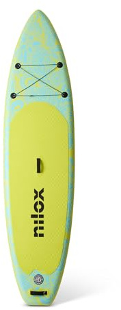 Nilox Tavola Gonfiabile per Stand Up Paddle in PVC, Completa di Accessori con Zaino, Pagaia, Pompa, Leash, 3 Pinne, Tavola da 335 x 84 x 15 cm
