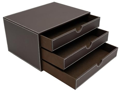 3-lagiger Dokumenten-Organizer Schubladenbox Schubladenbox schreibtisch Schwarz/Kaffee für Büros Arbeitszimmer und Heimbüros (Kaffee)
