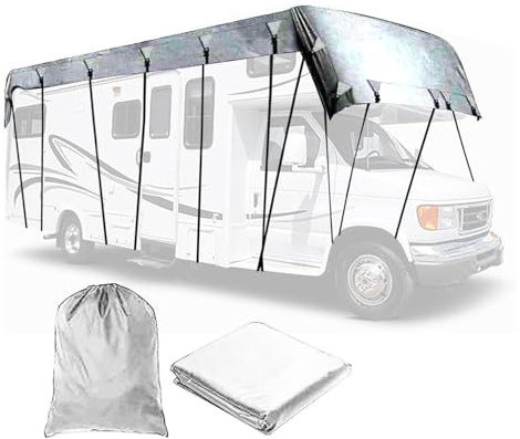Cubierta de techo impermeable para caravana, lona protectora de tela Oxford 210D para caravana, diseño plegable para un fácil almacenamiento y transporte