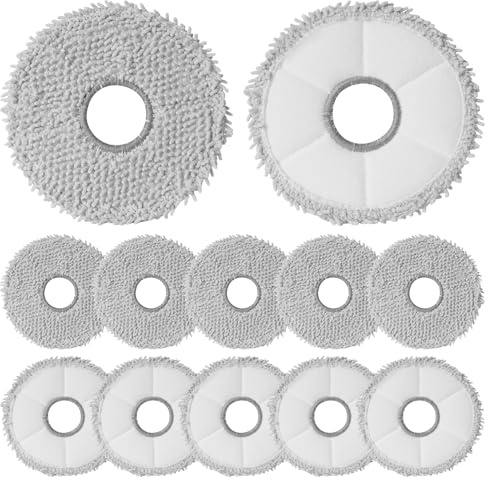 12 Stück Wischtücher für Dreame X50 Ultra Complete / X40 Master / X30 Ultra / L50 Pro Ultra / L40 Ultra / L30 Ultra/Mova E30 Ultra Saugroboter, Waschbare Mikrofaser Wischpads Ersatz Zubehör