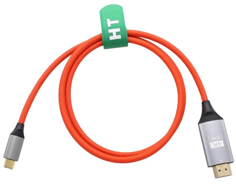 HangTon Cable USB tipo C a HDMI 4K 60Hz para duplicación de pantalla, iPhone 15/16, MacBook Pro/Air, Dell, Lenovo, portátil, teléfono a TV, monitor, proyector, pantalla, rojo, trenzado, 1,8 m