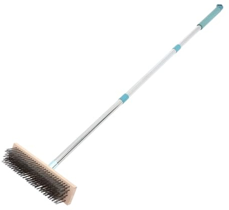 Cabilock Cepillo de Limpieza con Mango de Cerdas Rígidas Inoxidable para Suelo de Hormigón Resistente para Garajes y Patios Herramienta Ergonómica para Superficies Duras
