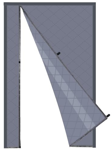 Risareyi Magnétique Rideau de Porte 100x195cm, Gris Rideau Thermique Isolant Anti Froid, Ouverture Latérale, Coton Couverture pour Porte d'entrée, Fermeture Automatique