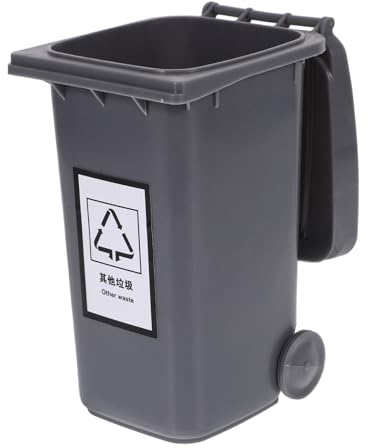 WEKADRIN Mini Poubelle de Bureau Gris en Polypropylène, Corbeille de Table Compacte Recyclable, pour Maison et Bureau, Tri Sélectif des Déchets, Rangement Pratique Quotidien
