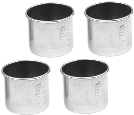 SMASOLO Set da 4 Bicchieri Graduati per Medicinali in Acciaio 304 da 40 Ml Contenitori Portatili per Pillole Marcature Permanenti Misurini Multifunzione per Uso Domestico e Ospedaliero