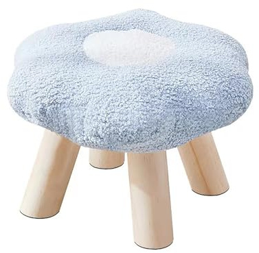 Genérico Taburete con Forma De Flor, Otomana Tapizada, Funda Extraíble para Facilitar El Lavado, Taburete para Cambiarse Los Zapatos para El Salón O La Habitación Infantil,Azul