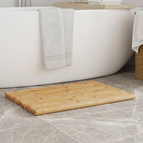 Generico Tappetini da Bagno 2 pz 70x50 cm in bambù,Tappetini per Bagno