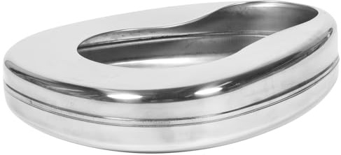 1 Bettpfanne Silber für Edelstahl, Stück Bettlägerige, Patienten | Smooth Design, Anti Spill, Anti Splash, Konturierte Form, für Zuhause, Pflegebedarf