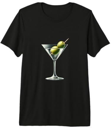 Martini Glass Green Olive Bartender Vodka Gin Cocktail Drink Premium T-Shirt