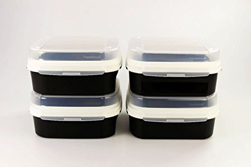 TUPPERWARE Naschkätzchen 1,2 L schwarz flach (4) Vorratshaltung Apollo Royal