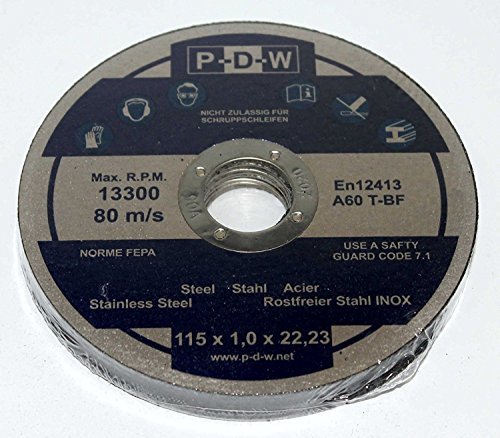 Lot de 50 disques à tronçonner en acier inoxydable pour meuleuse d'angle ou de tronçonneuse - Ø 115 mm - Diamètre d'onde / Inox / Disques flexibles
