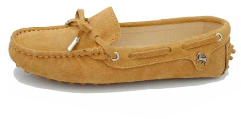 MGM-Joymod Mocasines de piel de ante con nudo sin cordones para mujer, para caminar, para conducir, mocasines, zapatos de senderismo