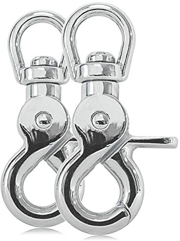 Ganzoo Scherenkarabiner-Haken Triggerhead mit Drehgelenk für Hundeleine & Paracord 550, Schnappkarabiner aus legiertem Stahl, Silber, 60 mm, 10 mm Öse, 2er-Set