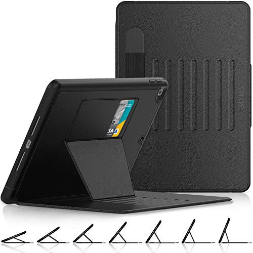 SEYMAC stock Coque pour iPad 9eme/8eme/7eme Generation 2021/2020/2019, Housse Étui pour iPad 10,2 Pouces avec [Support Multi-Angles] Porte-Crayon & Fente pour Carte, Veille/Réveil Automatique (Noir)