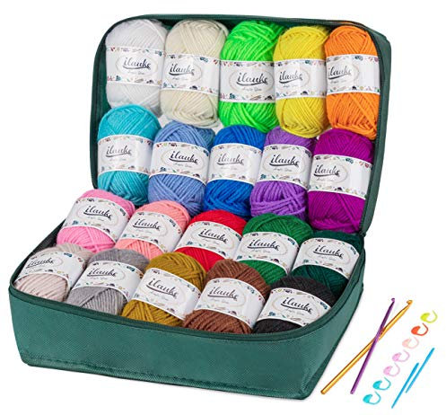 ilauke Häkelgarn 20 Farben * 30g Handstrickgarne Acryl Wolle Zum Stricken, Häkelnwoll und Kunsthandwerk, Wolle zum Häkeln Baumwolle für DIY-Häkelprojekt