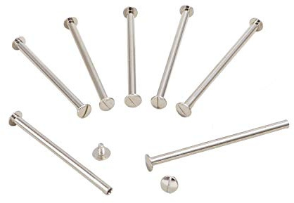 LEO’s - 100 Stück Premium Buchschrauben 100 mm in Silberfarben - Buchbinderschrauben Buchnieten vernickelt - Schraubnieten Chicagoschrauben mit 5 mm Schaftdurchmesser - Buch Nieten zum Schrauben