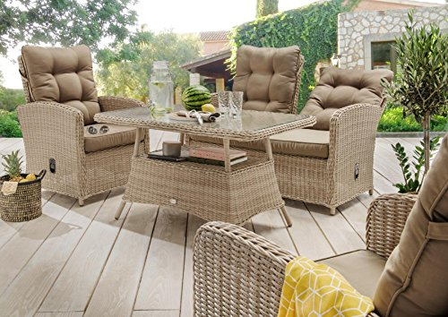 Destiny Loungeset Merano 2 Sessel 2er Sofa, 1 Tisch 120x77x66cm Pearl Shell