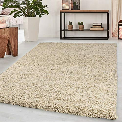 Abaseen Small Large Shaggy Rug Modern Rugs Living Room Extra Large Small Medium Rectangular Size Soft Touch Thick Pile Living Room Area Rugs Non Shedding (Light Beige, 120x170 cm)