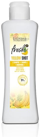 SALERM Yellow Shot-reparerande schampo – Biokera Fresh – 300 ml – Reparerar och skyddar – för glänsande och frizzfritt hår – Sulfat- och parabenfritt schampo