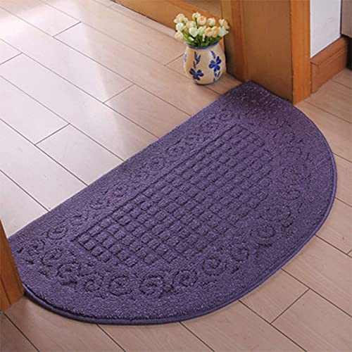 SAZDFY Indoor/Outdoor-Fußmatte Veranda Langlebiger wasserdichter Teppich/Teppich, rutschfeste Tür Leicht zu reinigende Eingangshalbrunde Fußmatte, Für Büroküche Wohnzimmer-Lila 50x80cm