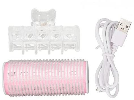 Electric Hair Roller, Hair Curler Professional Electric Heated Hair Roller Hot Pod Curling Roller Fashionable Intelligent DIY Hair Roller with Clip for Curly Bangs Hair Inside Button, Pink