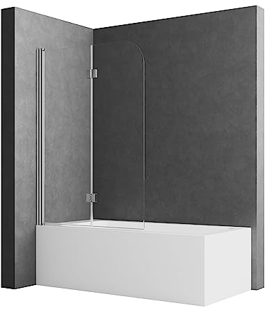 Duschwand für Badewanne 100x140 cm Badewannenaufsatz Duschwand 2-teilig Faltbar 5 mm NANO ESG-Sicherheitsglas Duschabtrennung Badewanne