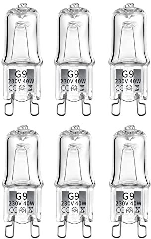 MSC 6 x 40w G9 Halogen Oven Bulbs Suitable for Oven, Salt Lamp, Lava Lamp, g9 Bulb. Dimmable and Compatible Oven Light Bulbs for Zanussi, AEG, Stoves Cooker Bulb etc Warm White 230V (x 6)