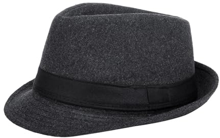 ITODA herr Fedora Trilby hatt klassisk Fedora Panama-hattar elegant kort kant jazzkeps vintage roll-up gentleman bowler hatt gangster fest huvudbonader för män kvinnor, Mörkgrå, M